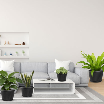 Fodetyff 10-inch-Plastic-Plant-Pots-with-Saucer, Flower Pots Containers for Indoor Outdoor Plants, Large Resin Planter with Drainage Holes and Saucers for Snake Plant Monstera