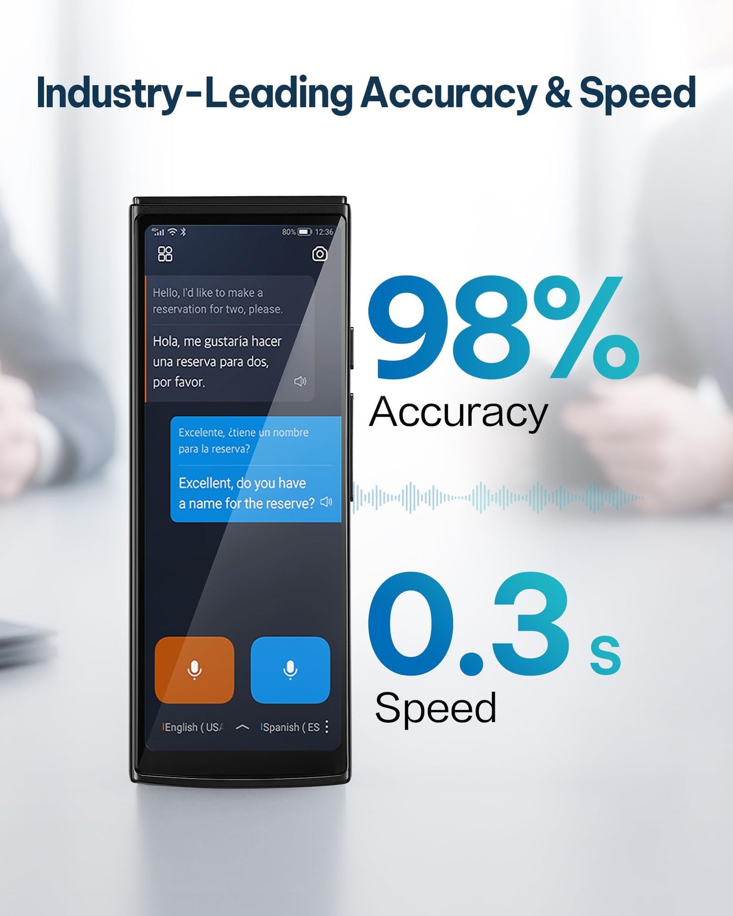 iFLYTEK AI Language Translator Device — 60 Languages, Real-Time Split-Screen & Two-Way Instant Voice Translation, 18 Offline Packs, 2-Year Global Data for K-12 Education, Business, Travel