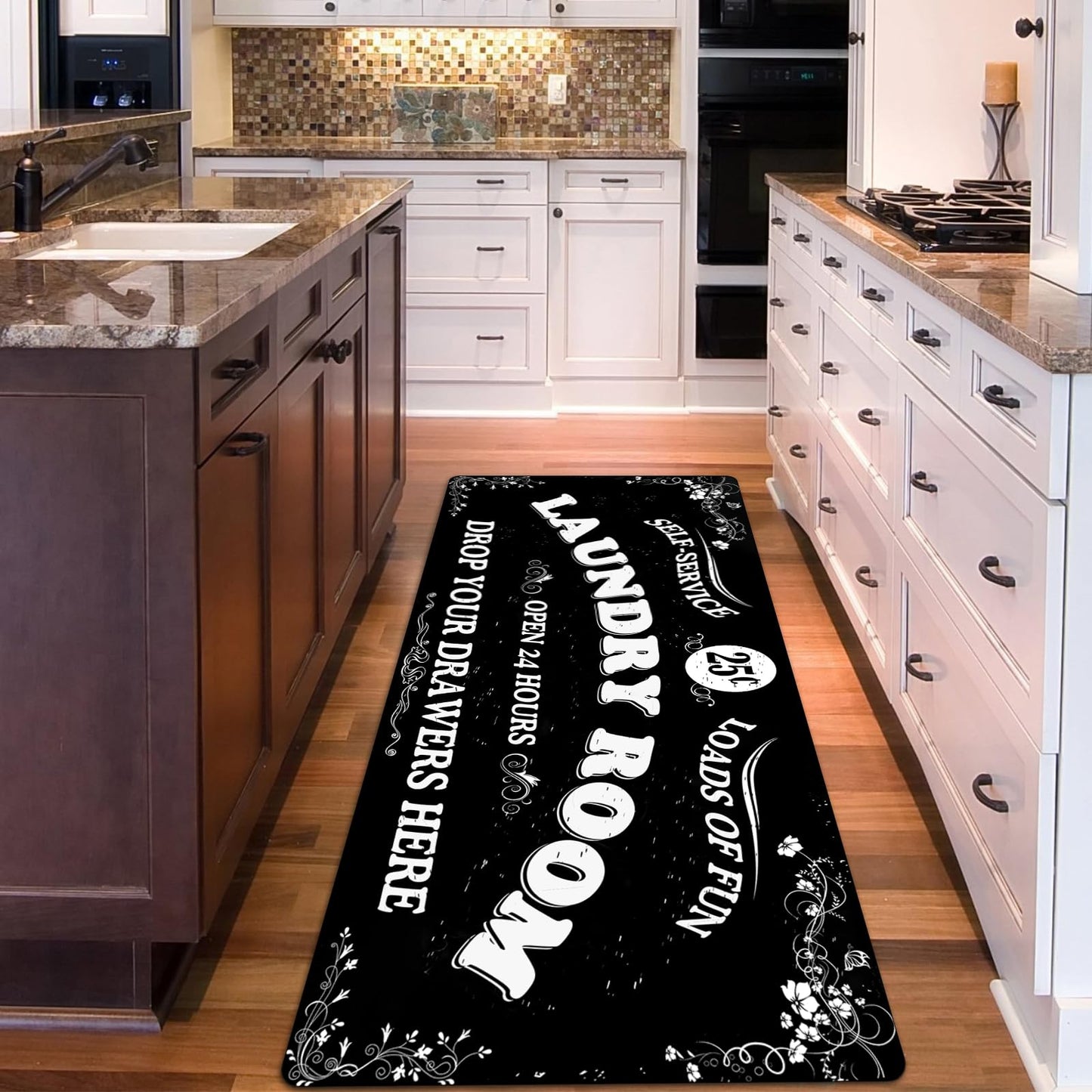 Zoke Laundry Room Rug Runner Stylish Non-Slip Laundry Room Mat 20"x47", Versatile, Waterproof Runner for Laundry, Kitchen, and Bathroom, Mudroom Decor and Farmhouse Charm