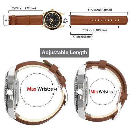 RBIPO 22mm Leather Watch Band Quick Release Strap for Men and Women, Compatible with Timex Fossil Samsung Seiko Citizen