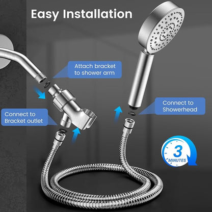 FEELSO Filtered Shower Head with Handheld, 6 Spray High Pressure ALL METAL Shower Head with Filters for Hard Water - Remove Chlorine, Reduce Dry Itchy Skin, Extra-long 72" Hose and Brass Holder