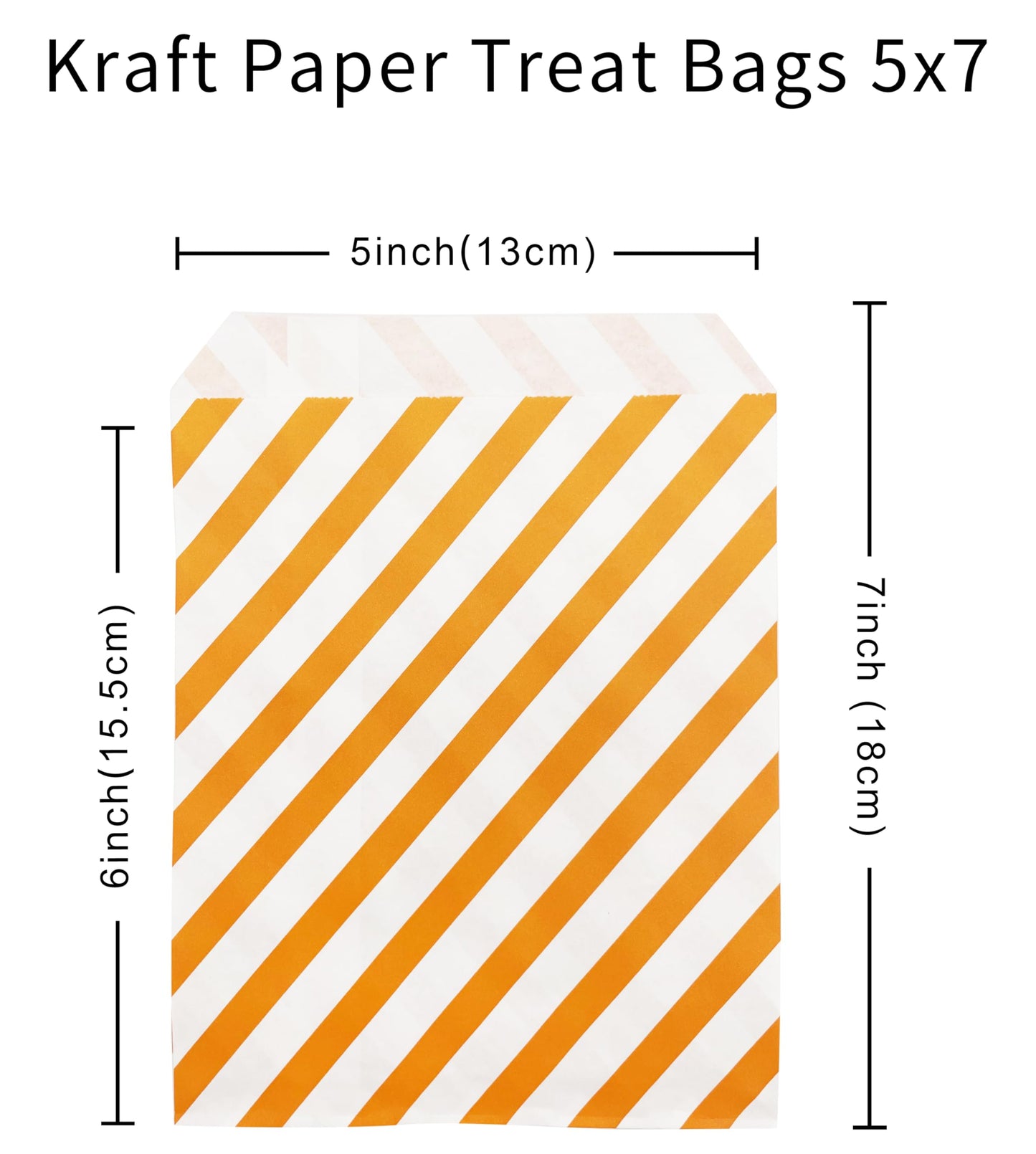 Jexila 100-Pack Halloween Treat Bags - Orange & Black Polka Dot Striped Pattern Paper Goodie Bags for Kids Trick or Treat Party Favors