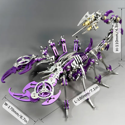 3D Metal Scorpion Puzzles for Adults: 3-D Puzzles Metal Model Kits to Build DIY Assembly Mechanical Puzzle Building Block Toys with Tool Brain Teaser Craft for Home Decor (Metal Scorpion-Purple)