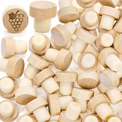 Eorbow 60 Pieces T-Shaped Wine Corks, Reusable Cork Plugs, Wooden and Rubber Wine Stoppers, Sealing Bottle Stoppers for Wine, Beer, DIY Craft