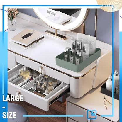 CHANCETSUI 11-Piece Stackable Drawer Organizer Set, Multi-size Desk Drawer Organizer Trays Vanity Storage Bins for Storing Makeup, Stationery, Utensils in Bathroom Dresser, Office and Kitchen