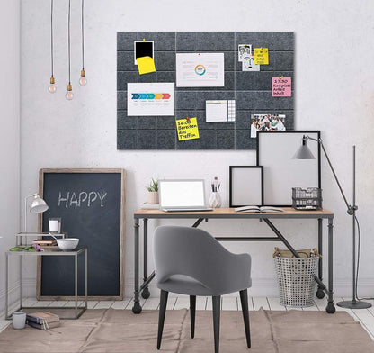 Uoisaiko Large Cork Board Felt Board Tiles for Walls with 30 Push Pins, 11.8"x11.8" Pack of 6 Pin Board Notice Boards for Home Office Kitchen, Bulletin Board Wall Tiles for Photos Memos