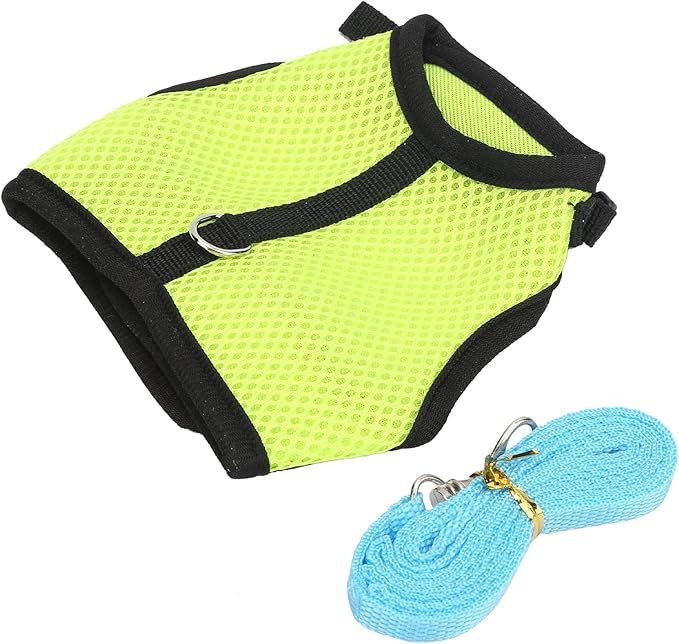 Yctze Adjustable Mesh Harness with Leash for Rabbits & Guinea Pigs - Comfortable Chest & Back Traction for Small Pets (Fruit Green)