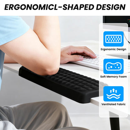 Arm Rest for Desk, 2-PCs L-Shaped Memory Foam Elbow Keyboard Wrist Pads with Non-Slip Base, Ergonomic Desk Edge Cushion & Wrist Rest for Computer Keyboard, Office and Home Use