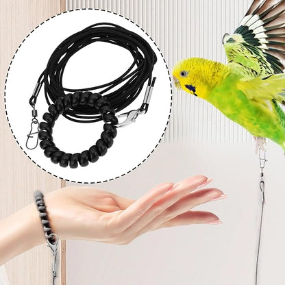 Bird Harness Flying Training Rope 3M for Parrots Pigeons and Budgerigars with 4# Ring (Black)