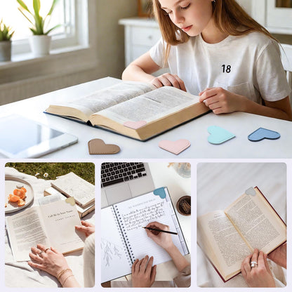 Yuwiiuuo 30 Pcs Leather Heart Bookmarks for Women, Cute Book Marks for Reading, Ideal Gift for Home, Office, School Reading Supplies(15 Colors)
