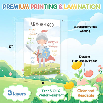 SEOIFUNG 12 PCS Kids Bible Education Posters Set (11x17") - Biblical Learning Charts for Sunday School Classroom Christian Religious Home Wall Decor, Books of the Bible, 10 Commandments & More