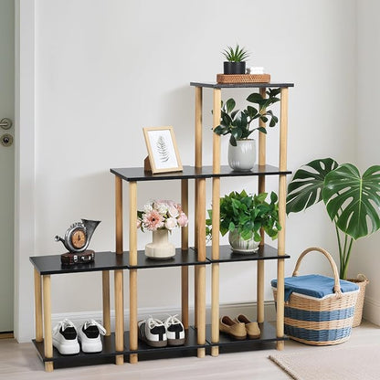 Haeterna 4-Tier Black Bookshelf, Wooden Bookcase with Open Shelves, for Small Spaces,Living Room Bedroom Office,No-Tool Assembly,11.8" D x 14.1" W x 47.2" H inches.