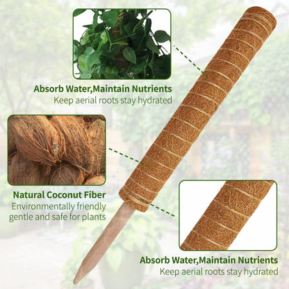 Moss Pole Monstera Plant Support: 4 Pack 16 inch Stackable Coco Coir Moss Totem Stake Tall Plants Rod Stand Grow Stick Moss Holder for House Live Plant,Indoor Climbing Potted,Vine,Pothos,Philodendron