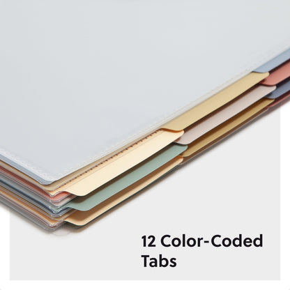Smead Project Organizer, Office Supplies, 24 Pockets, Clear Cover with Assorted Bright Tabs, Tear Resistant Poly File Organizer, Document Organizer with 1/3-Cut Tabs, Letter Size (89213) (Pack of 10)