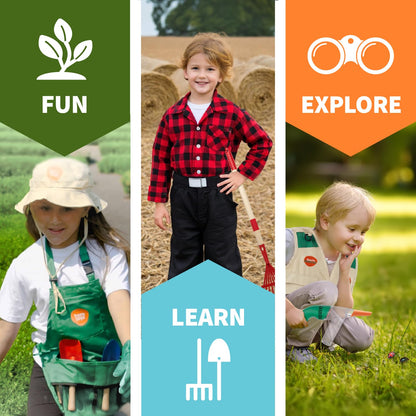 Born Toys 3-in-1 Toddler Dress Up Clothes for Boys & Girls Ages 3-7, Gardener, Farmer, Explorer or Safari Outfit, Pretend Play Career Outdoor Adventure Set, Washable Costumes for Kids, Gift Ready Set