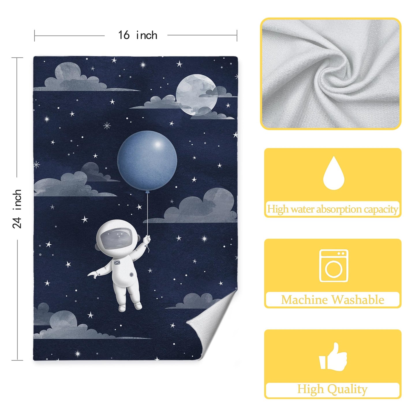 CIOJUNE Kitchen Towel Set of 1,Hand Towels,Tea Towels,Dishcloths 16×24 Inch,Kitchen Bathroom Decor236, White