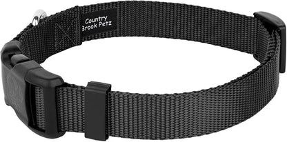 Country Brook Petz - Everyday Nylon Dog Collar and Leash - 10+ Cool Colors (3/8 Inch, 2XS, Black)