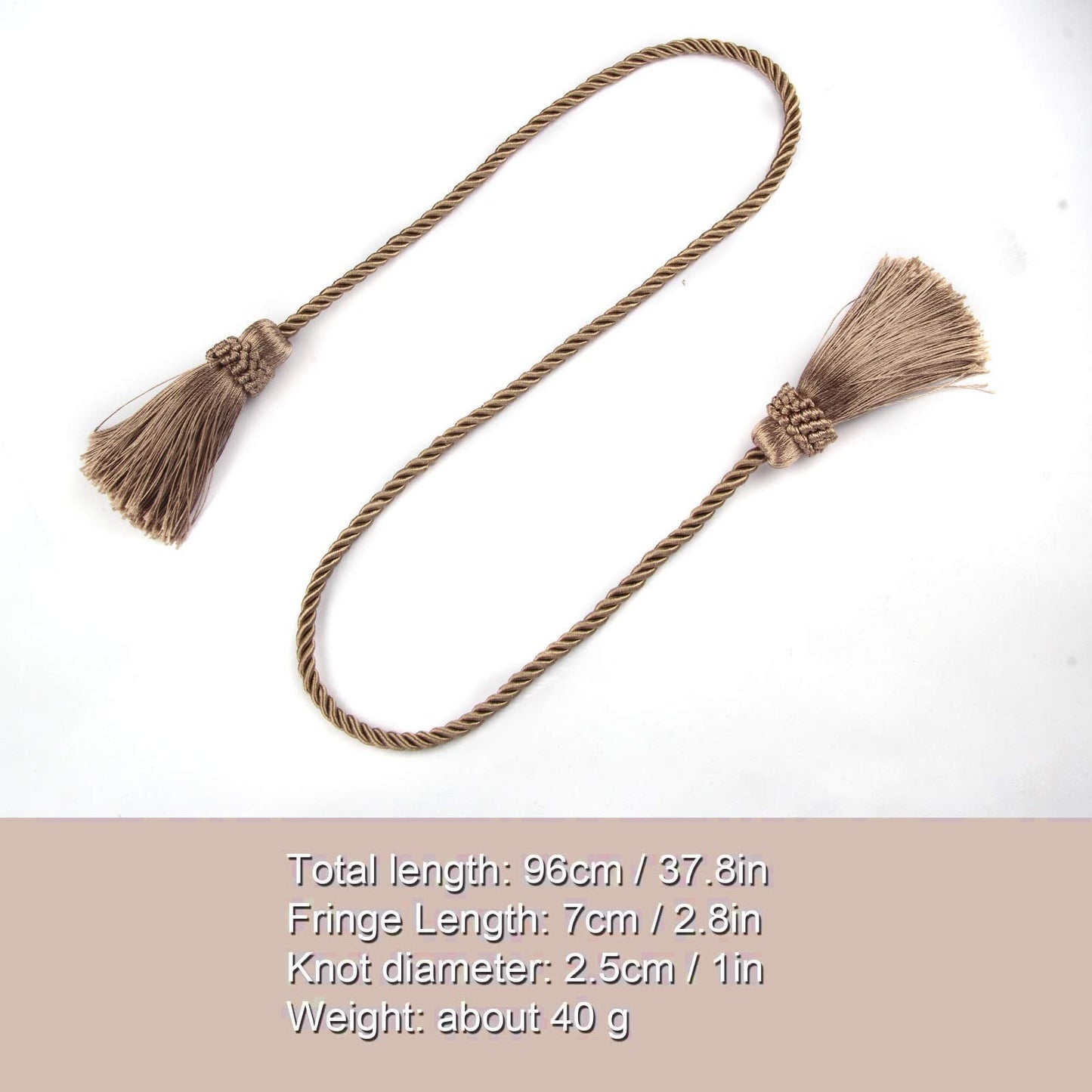 Fenghuangwu Curtain Tiebacks Handmade Decorative Curtain Holdbacks Rope with Tassel (flaxen, 4P)