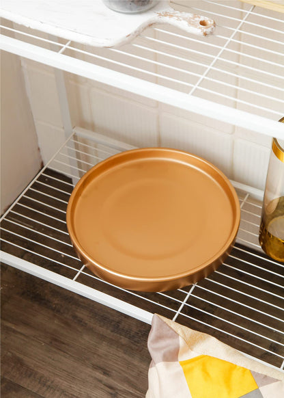 Woiida 12 Inch Ceramic Saucer - Ceramic Drainage Tray for Plant Pot (Matte Gold)