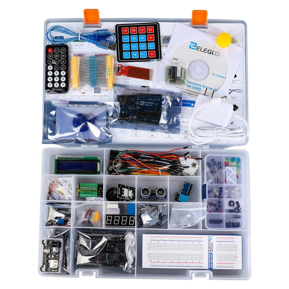 ELEGOO Upgraded UNO R3 Most Complete Starter Kit V2.0 with Tutorials Compatible with Arduino STEM Projects for Teens Adults Robotics & Engineering Kits Science | Coding | Programming Set