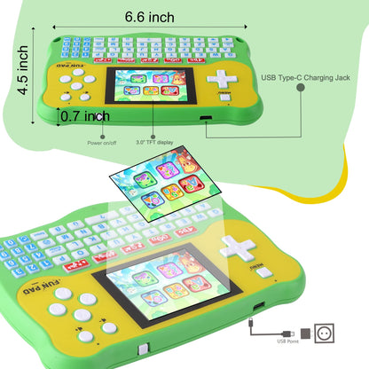 LUHYAUAN Kids Tablet/Baby Learning Pad with 102 Activities/Toddler Tablet with ABC/Words/Music/Math Interactive Educational Electronic Toys Gifts Handheld Game for Preschool Boys Girls Ages 3-12
