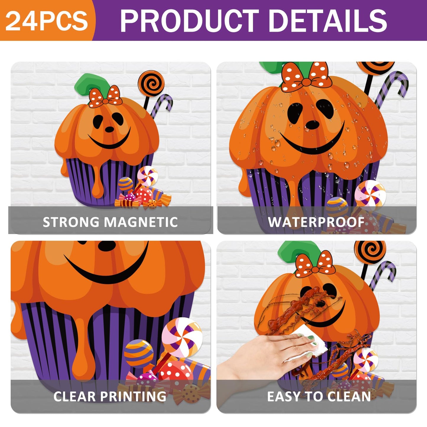 Halloween Cruise Door Magnets Decorations - 24 Pcs Mouse Magnet Stickers, Cute Funny Pumpkin Bats Spider Magnetic Accessories for Cabin Ship Carnival Party Supplies Holiday Stateroom Refrigerator