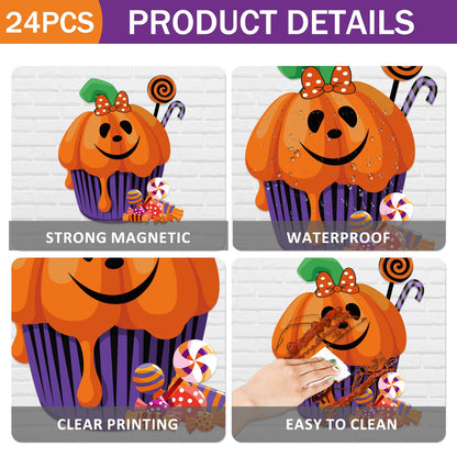 Halloween Cruise Door Magnets Decorations - 24 Pcs Mouse Magnet Stickers, Cute Funny Pumpkin Bats Spider Magnetic Accessories for Cabin Ship Carnival Party Supplies Holiday Stateroom Refrigerator