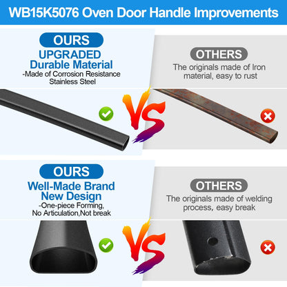 Upgraded WB15K5076 Oven Door Handle Replacement Compatible with Ge Stove Handle,Fit Hotpoint Ge Electric Stove Oven Door Handle Replacement Parts WB15X5203 PS231857 WB15K5076 Black Oven Handles