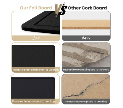 Large Bulletin Board, 48 X 36 inches Felt Board Notice Pin Board, 4' x 3'Cork Board Alternative for Wall, Self-Adhesive Vision Board Mood Board Foldable Photo Board with 30 Pushpin (Black)