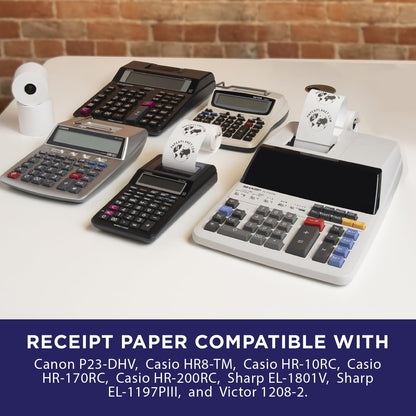 Adding Machine Bond Paper Rolls for Finance and Tax Professionals by Paper Planet | Printing Calculator Rolls Compatible with Select Canon, Casio, Sharp, and Victor Adding Machines | 12 Rolls