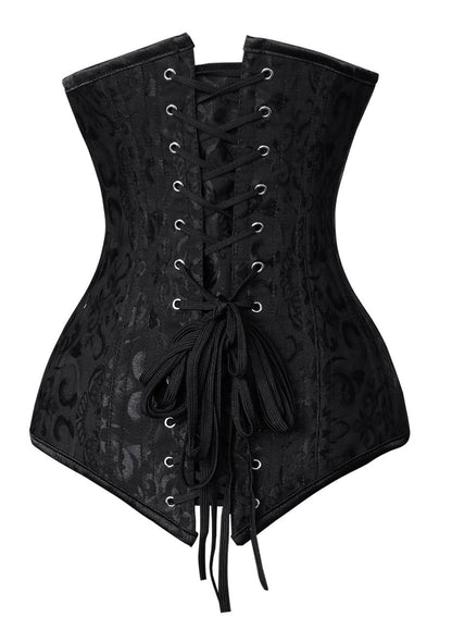 Charmian Women's 26 Steel Boned Brocade Underbust Waist Training Cincher Corset Black Large