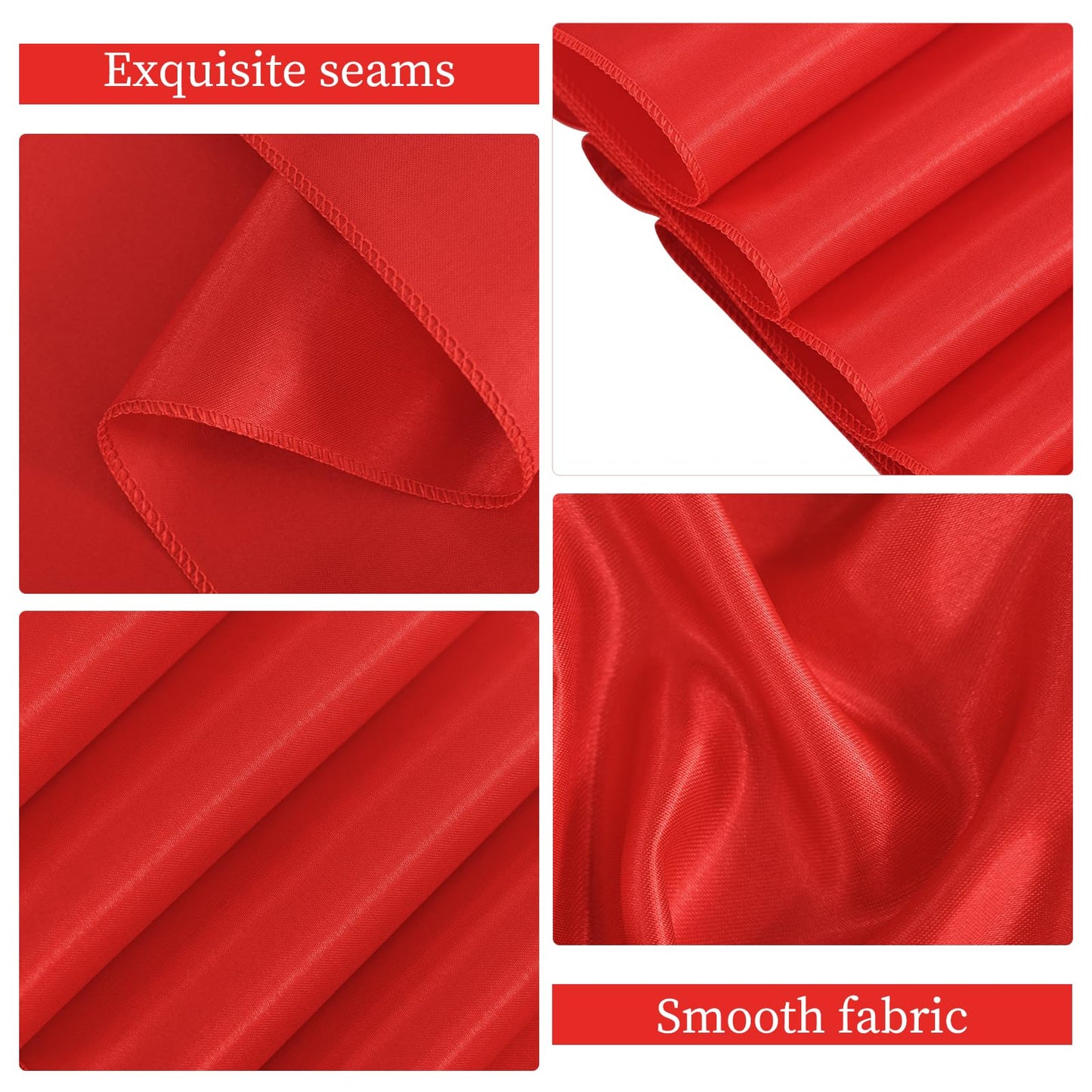 LOKUME 100 PCS Satin Chair Sashes Bows, Red Ribbon Ties Back Sash for Wedding Birthday Banquet Party Hotel Event Cover Decoration (7 x 78 Inch)