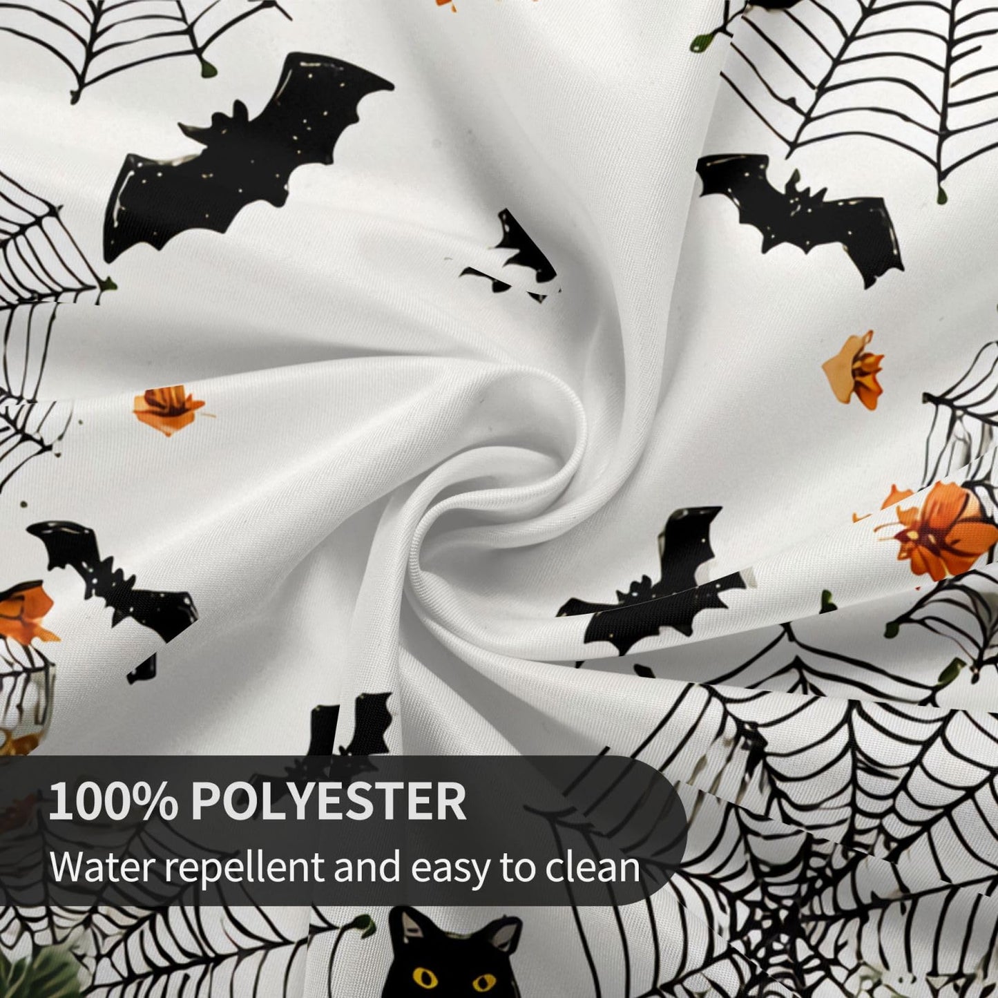 Halloween Pumpkin Bat Round Tablecloth 60 Inch, Black Cat Decorations Round Table Cloth for Halloween Holiday Picnic Party Kitchen/Home Dining Decor