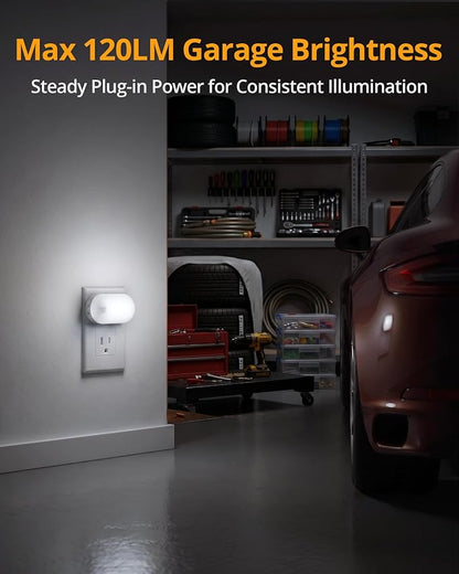 Lyridz 120LM Ultra Bright Plug-in Motion Sensor Night Light, Stepless Dimmable LED Nightlight, Always-On and Auto-Off, for Hallway, Stairs, Bathroom, Bedroom, Garage, Cool White (2-Pack)