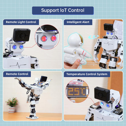 AI Vision & Voice Interaction Robot for Arduino Scratch Python Programming 17DOF Humanoid Robot Large AI Model STEM Project Education Voice Command Walking Dancing Self-Stand Up, Tonybot Advanced kit