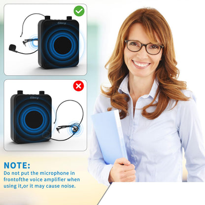 Giecy 30W Portable Voice Amplifier with Wired Microphone Headset, 2800mAh Rechargeable PA System Speaker Personal Microphone Speech Power Amplifiers Loudspeaker for Teachers/Metting/Tour Guide