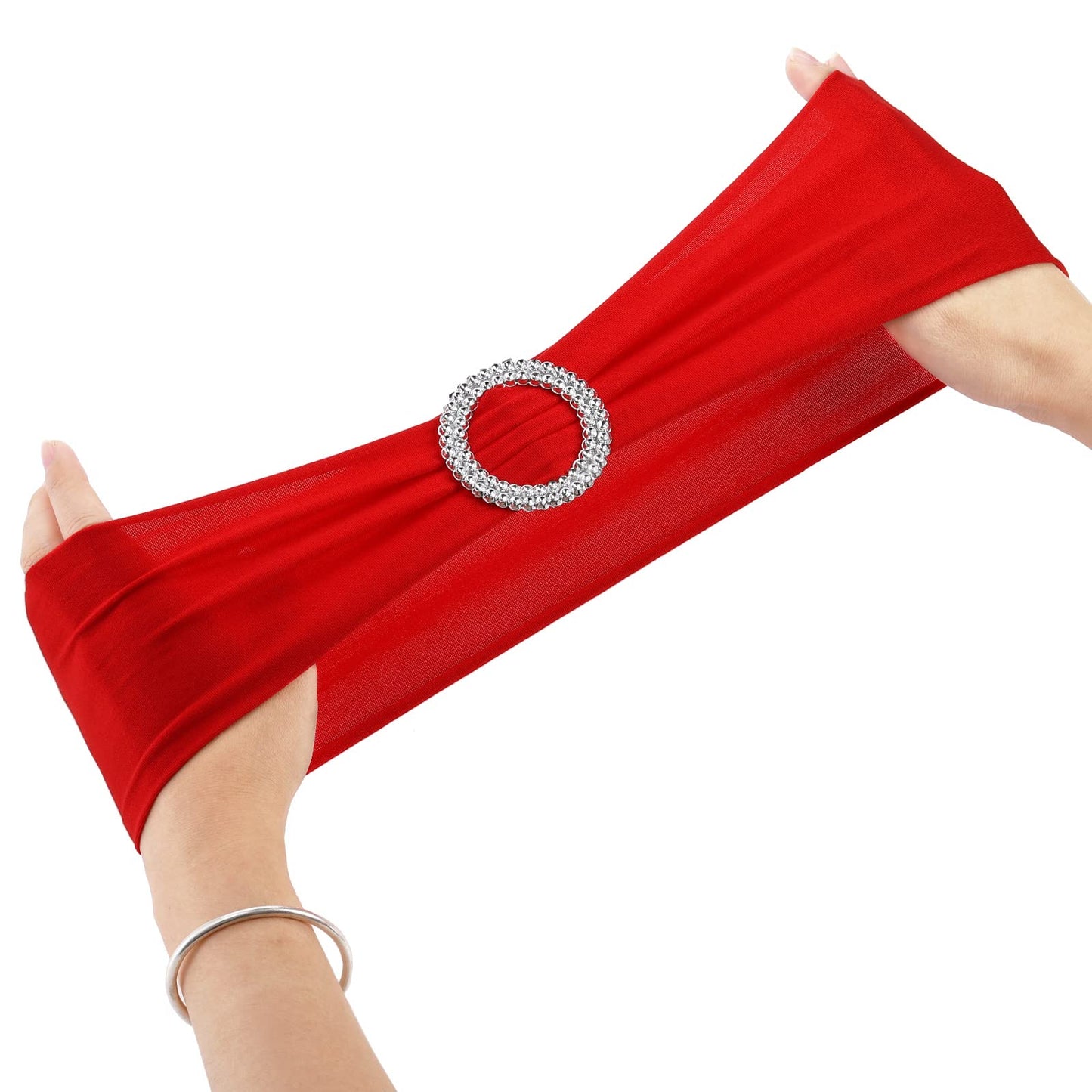 Tosnail 50 Pack Spandex Chair Sashes Wedding Chair Decoration Party Chairs Covers - Red