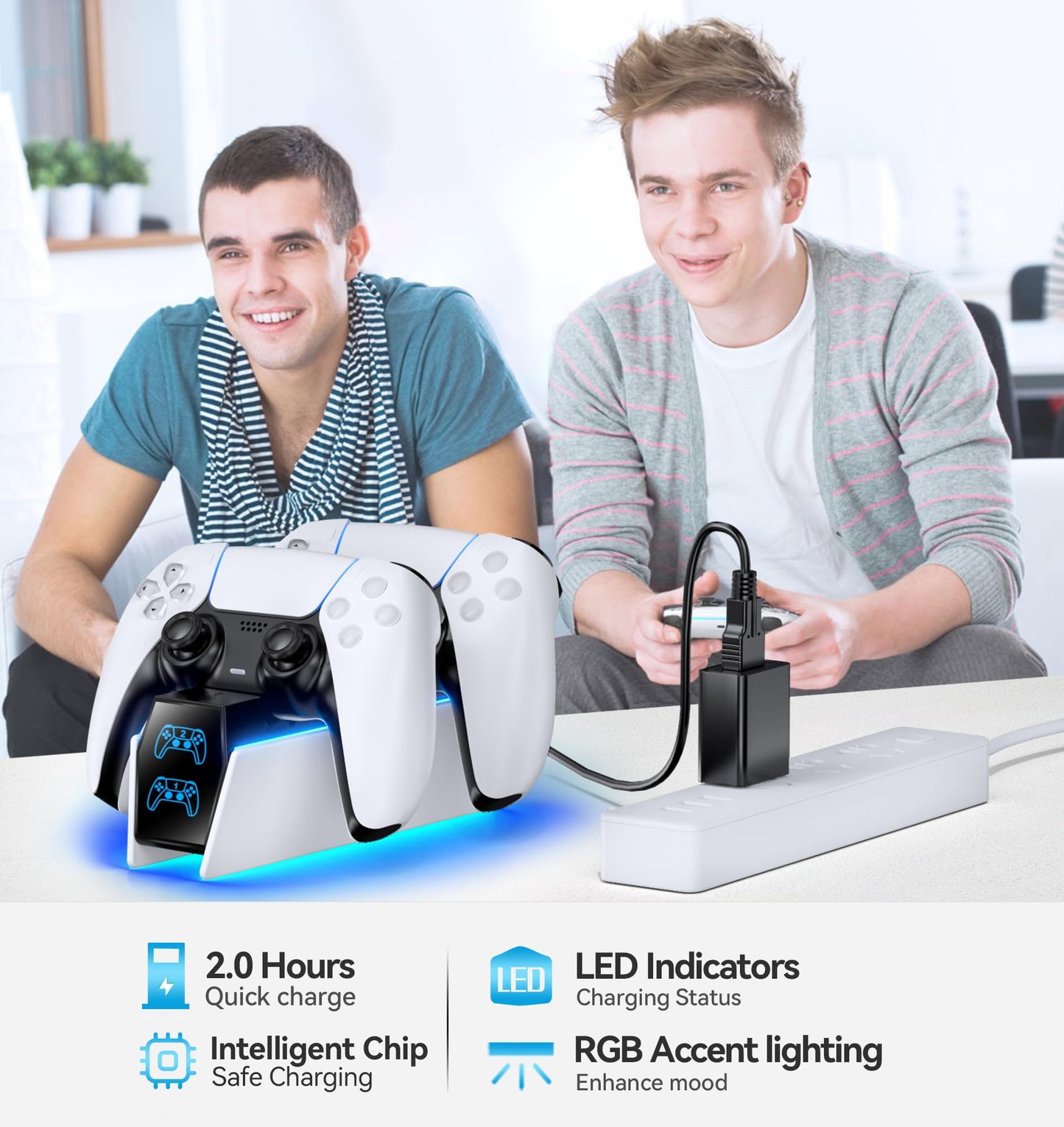 OIVO PS5 Controller Charger PS5 Accessories Kits with Fast Charging AC Adapter, Controller Charging Stand for PlayStation 5, Docking Station Replacement for DualSense Charging Station