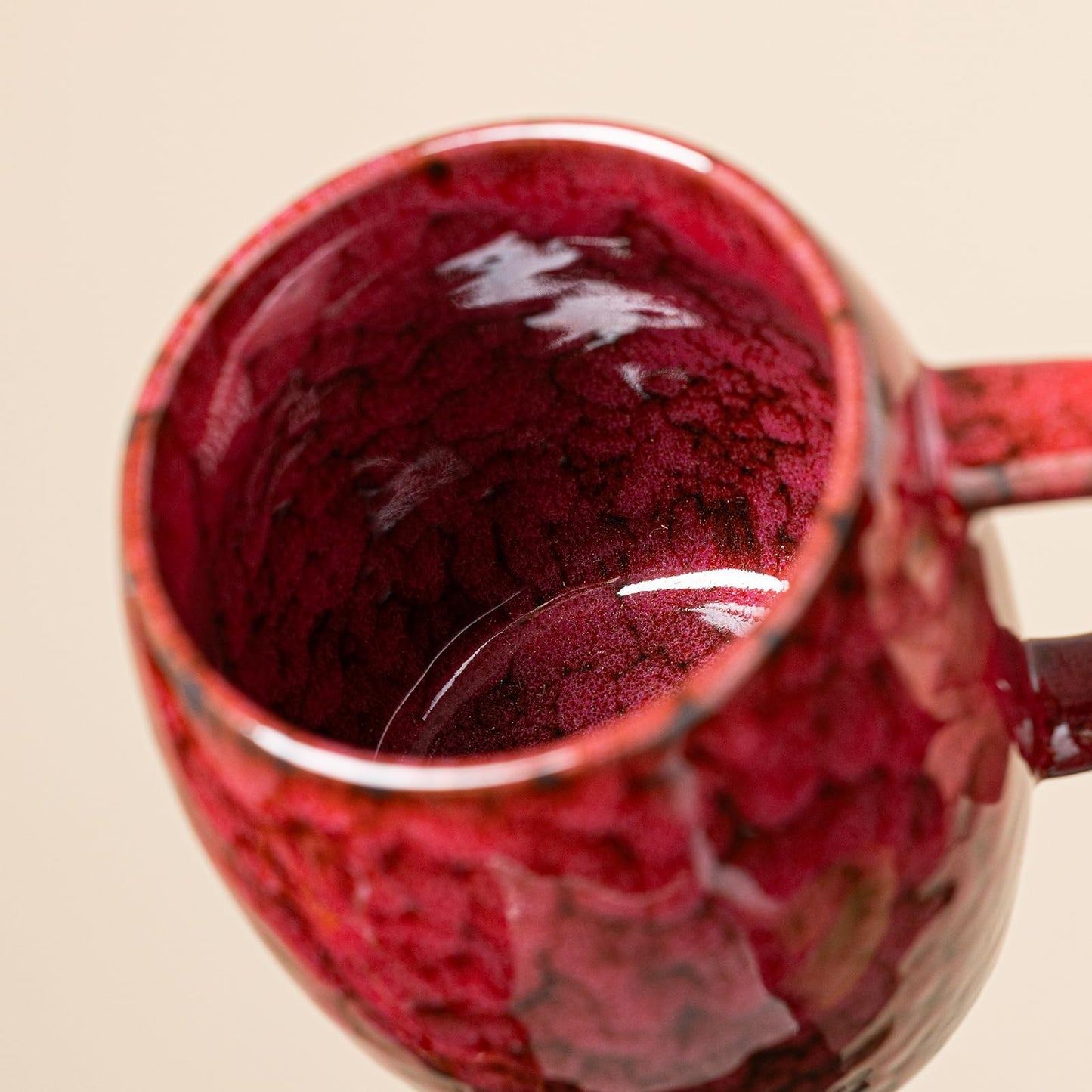 Rustic Red Ceramic Coffee Mug 14oz - Handcrafted Artisan Mug with Comfortable Handle, Unique Design for Coffee Lovers, Dishwasher Safe