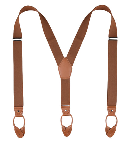 Mcvotcot Suspenders for Men Button End Adjustable Y-Back Elastic 47 Inches Brown