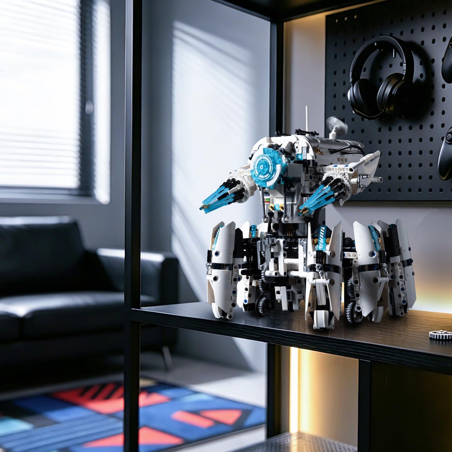 MOQIDI Programmable Hexapod Robot Technic Building Kit, STEM Sci-Fi War Machine Six-Legged Robot with Dual Control, App & Remote Control, Light-Up Cyber Technic Mecha Sets for Boys Ages 8–12 (1406 PCS