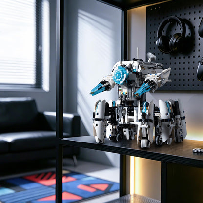 MOQIDI Programmable Hexapod Robot Technic Building Kit, STEM Sci-Fi War Machine Six-Legged Robot with Dual Control, App & Remote Control, Light-Up Cyber Technic Mecha Sets for Boys Ages 8–12 (1406 PCS