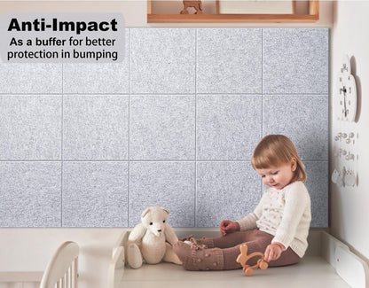 G Gamit Felt Wall Tiles Bulletin Board Large Cork Board Alternative 6 Pack 11.81”x11.81”x0.47” Felt Pin Board Tack Board with Safe Removable Adhesive Tabs for Home Office School 36x24 (Silver Grey)