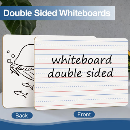 Dry Erase Boards, 32 Pack 9 x 12 Inch Mini Portable Practice White Boards, Double Sided Personal Small Whiteboards with Lines for Kids, Students, Teachers Classroom School Supplies