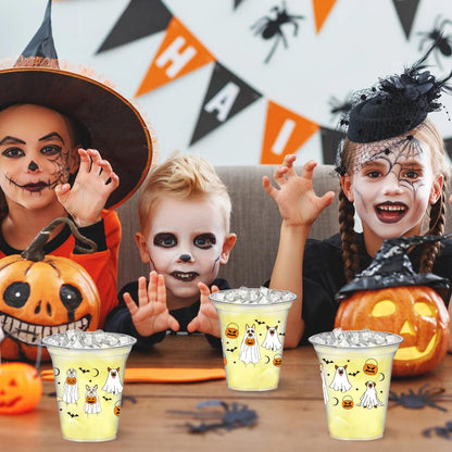 HABDJILTY 40 Pcs Halloween Ghost Walking Dog Plastic Cups Pumpkin Disposable PET Clear Cup Bulk Spooky Halloween Party Drinking Cups for Cold Beverage Snacks Birthday Party Decor Supplies, 12 Oz