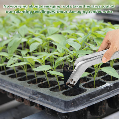3PCS Seedling Transplant Tongs Stainless Steel Seedling Starters Remove Tongs Seedling Transplanting Tool Seedling Easy Transplanter with Anti-Slip Grasp Tips to Reduce Damage to Roots