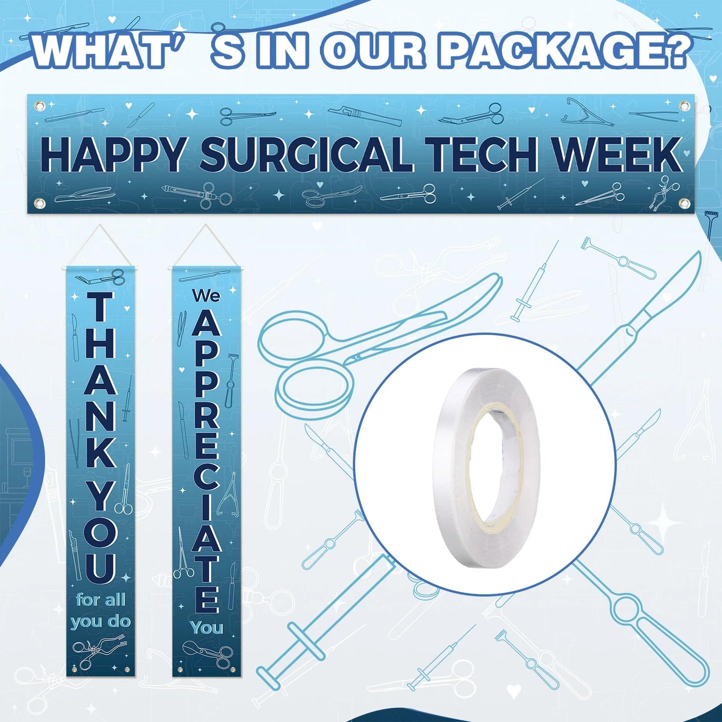 Fanfanwin 3 Pcs Happy Surgical Tech Week Banner We Appreciate Thank You Celebrate with Surgical Tech Week Party Decor Doctor Staff Party Supplies for Hard Work Nurse Doctor