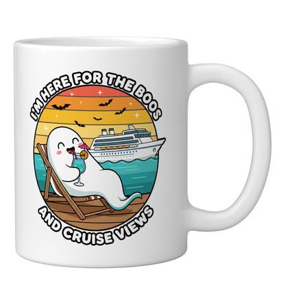 Halloween Ghost Cruise I'm Here The Boos And Cruise Vews Ceramic Mug, White