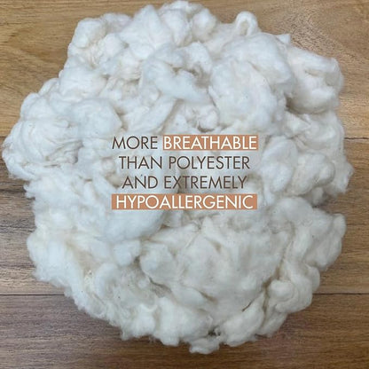 Cotton Stuffing By The Pound - Raw Natural Cotton Filling, Premium Cotton Fiber Fill, Combed Cotton for Pillow Stuffing, Dolls, Stuffed Animals, Nesting Material for Birds, Cotton for Stuffing (1 LB)