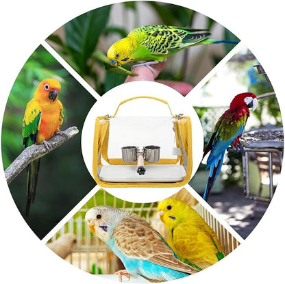 Breathable Bird Backpack, Transparent Travel Carrier, with Perch Stand, 35cm Ventilated Pet Bag with Clear Window Design, Bird Transport with Portable Style, Pet Carrier for Outdoor Travel Camping